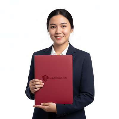 Ilustrasi tim profesional konsultan hukum dengan latar kantor modern, menunjukkan dokumen legal dengan grafik pertumbuhan bisnis